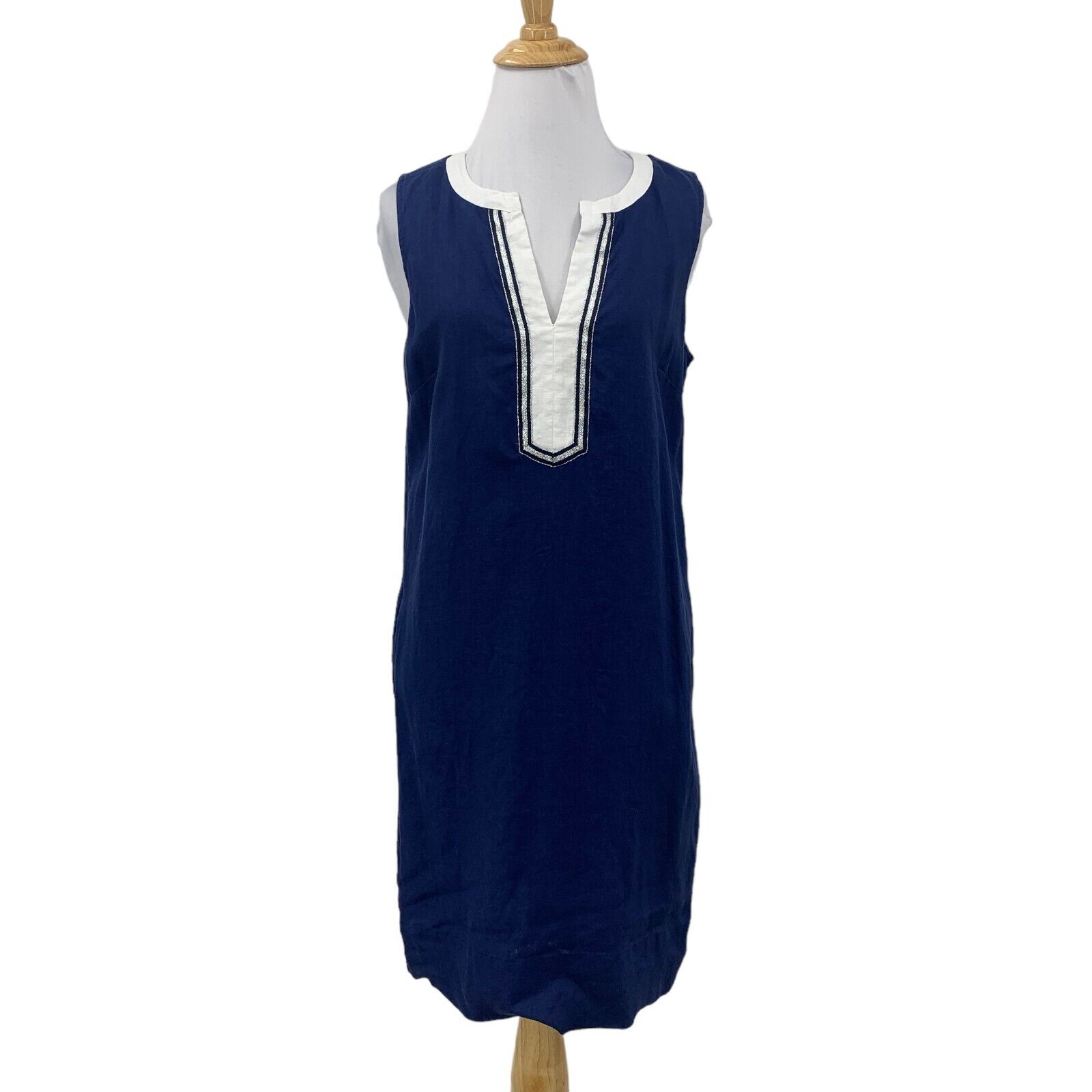 Tommy Bahama Linen Shift Dress Women Xs Extra Small Sleeveless Notch Neck Lined
